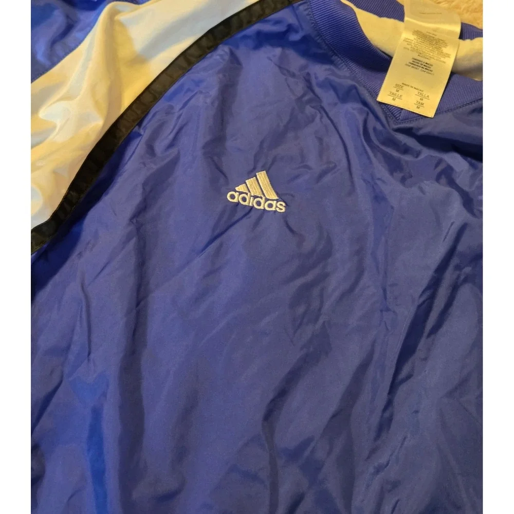 Vintage Adidas V-Neck Nylon Pullover Windbreaker Mens Size Medium Blue
